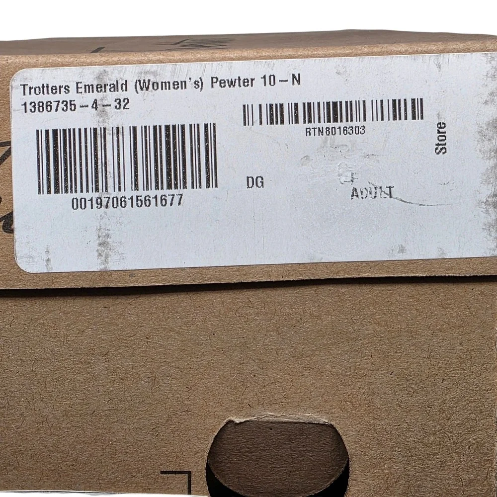Trotters Emerald Pointed Toe Mary Jane Flats Pewter Metallic Leather 10 NIB $150